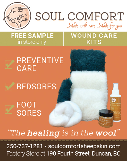 Soul Comfort graphic listing the benefits of using natural wool for healing care.