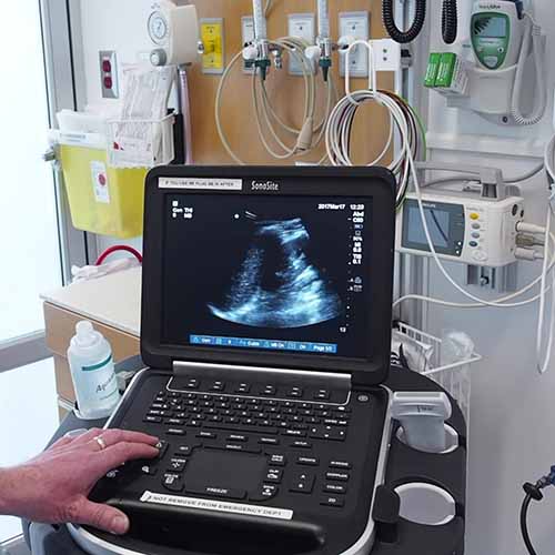 Ultrasound Equipment supplied by local Hospital Auxiliary.